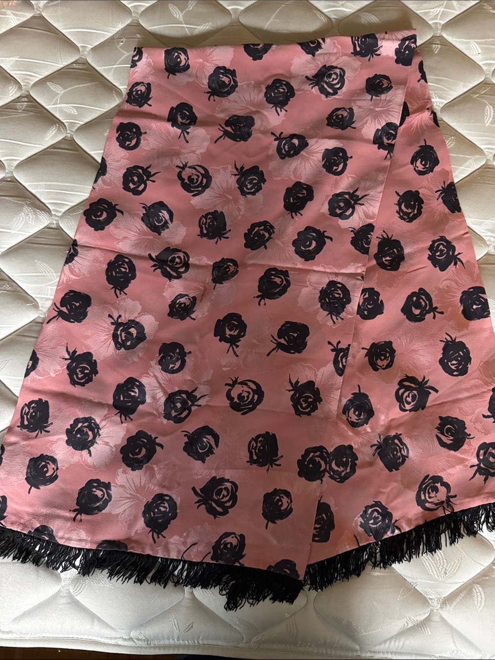 Vintage Emanuel Ungaro Parallele Floral Silk Scarf Pink Fringed Wrap/Scarf.